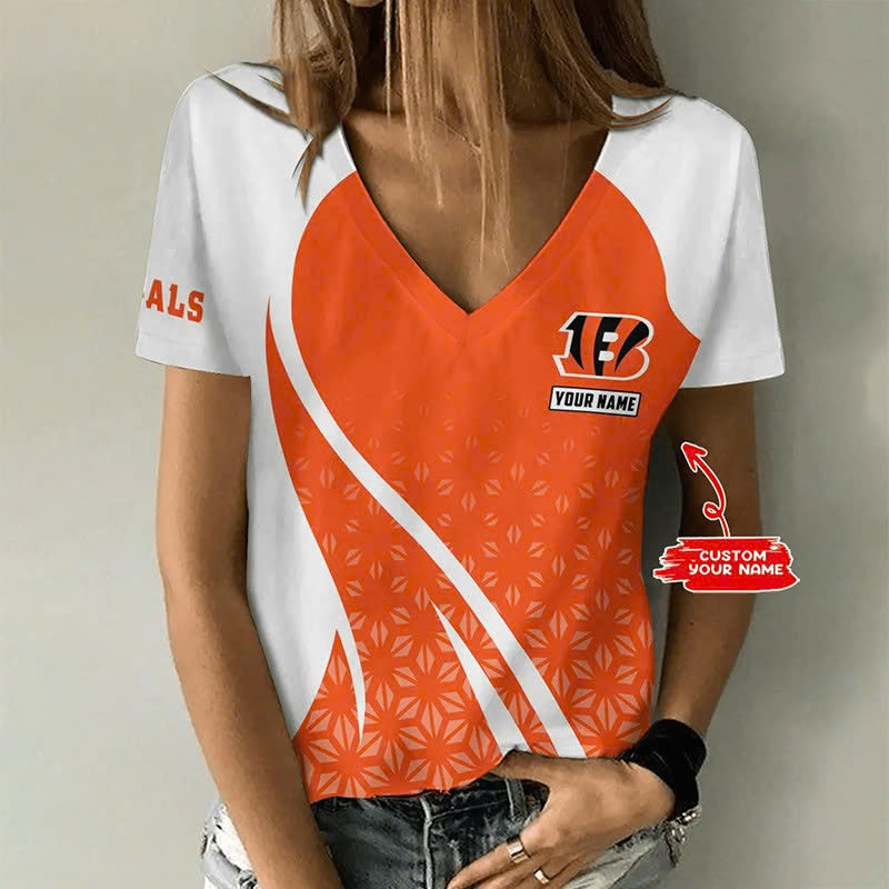 LIMITED EDITION - NEW CUSTOMIZED NFL16 CCB CINCINNATI BENGALS V-NECK FEMALE SHIRT