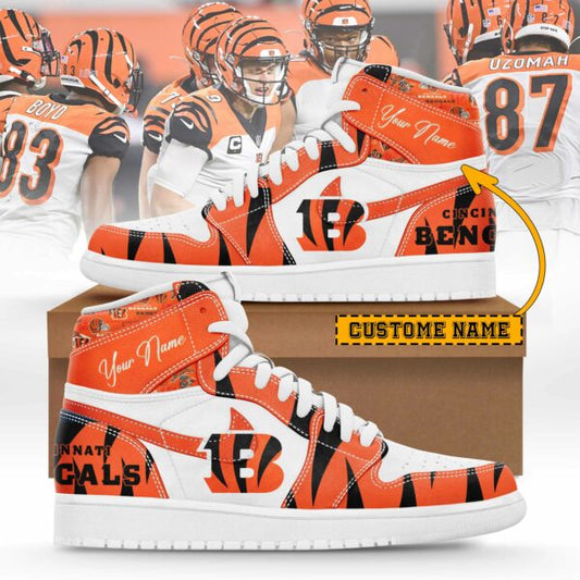 LIMITED EDITION - NEW CUSTOMIZED NFL16 CCB CINCINNATI BENGALS AIR JORDAN SNEAKERS
