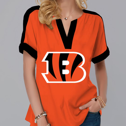 LIMITED EDITION - NEW CUSTOMIZED NFL16 CCB CINCINNATI BENGALS V-NECK FEMALE SHIRT