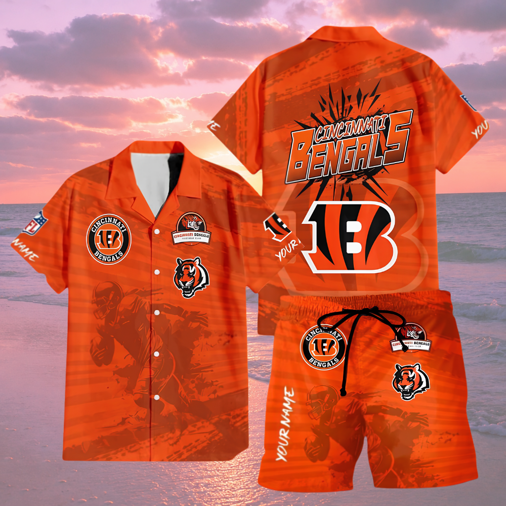 LIMITED EDITION  - NEW CUSTOMIZED NFL16 CCB CINCINNATI BENGALS UNISEX HAWAIIAN SHIRT & SHORTS SET