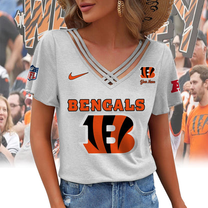 [SPECIAL OFFER] NEW CUSTOMIZED NFL16 CCB CINCINNATI BENGALS V-NECK SHIRT
