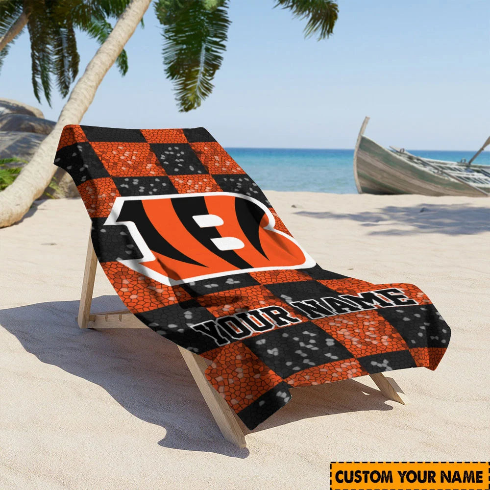 LIMITED EDITION - NEW CUSTOMIZED NFL16 CCB CINCINNATI BENGALS BEACH TOWEL