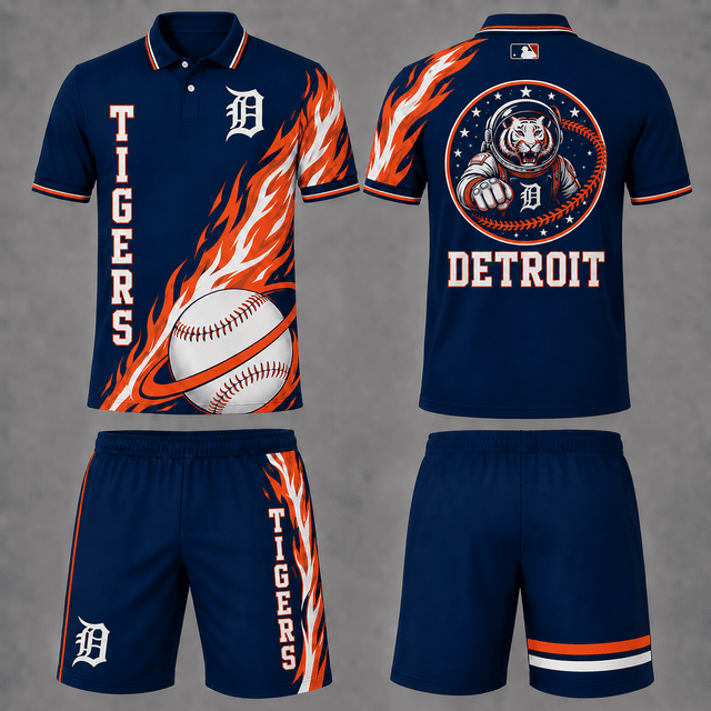 [FLASH SALE] NEW CUSTOMIZED MLB16 DTS DETROIT TIGERS POLO SHIRT & SHORT PANTS SET