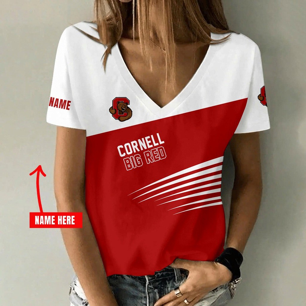 [FAN FAVORITE] NEW CUSTOMIZED NCAA MFF16 CBR CORNELL BIG RED V-NECK FEMALE SHIRT