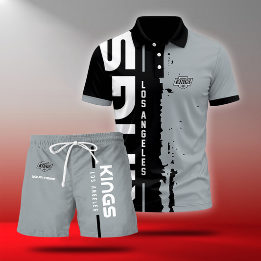LIMITED EDITION - NEW CUSTOMIZED NHL16 LAK LOS ANGELES KINGS POLO & SHORT PANTS SET