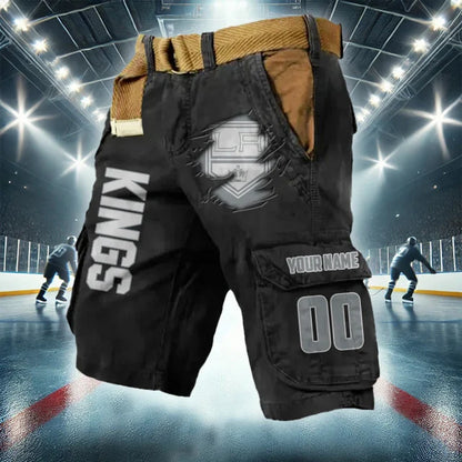 LIMITED EDITION - NEW CUSTOMIZED NHL16 LAK LOS ANGELES KINGS CARGO SHORTS