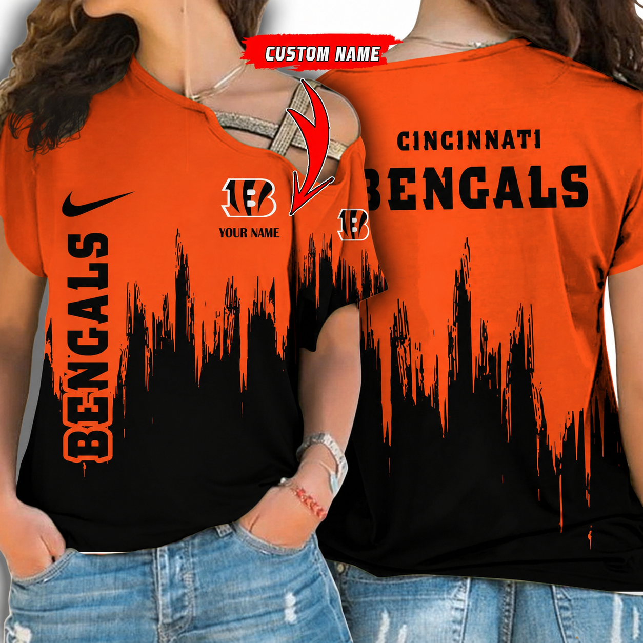 [SPECIAL OFFER] NEW CUSTOMIZED NFL16 CCB CINCINNATI BENGALS SHOULDER SHIRT