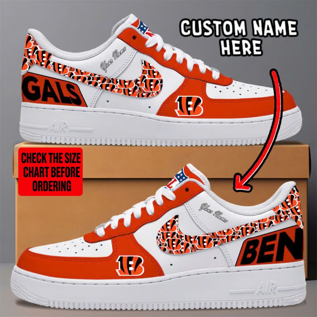 LIMITED EDITION - NEW CUSTOMIZED NFL16 CCB CINCINNATI BENGALS AF1 SNEAKERS