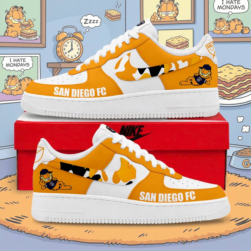 FINAL SALE - NEW CUSTOMIZED MLS16 SDF SDG FC x GARFIELD AF1 SNEAKERS