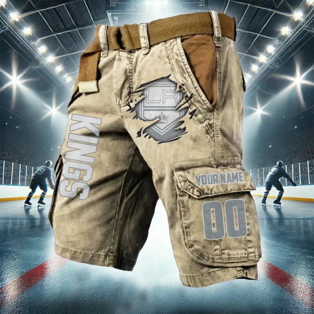 LIMITED EDITION - NEW CUSTOMIZED NHL16 LAK LOS ANGELES KINGS CARGO SHORTS