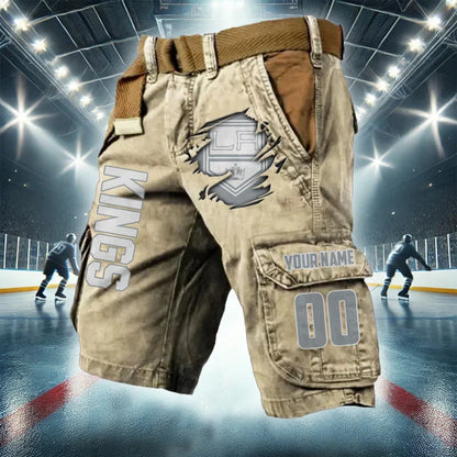 LIMITED EDITION - NEW CUSTOMIZED NHL16 LAK LOS ANGELES KINGS CARGO SHORTS