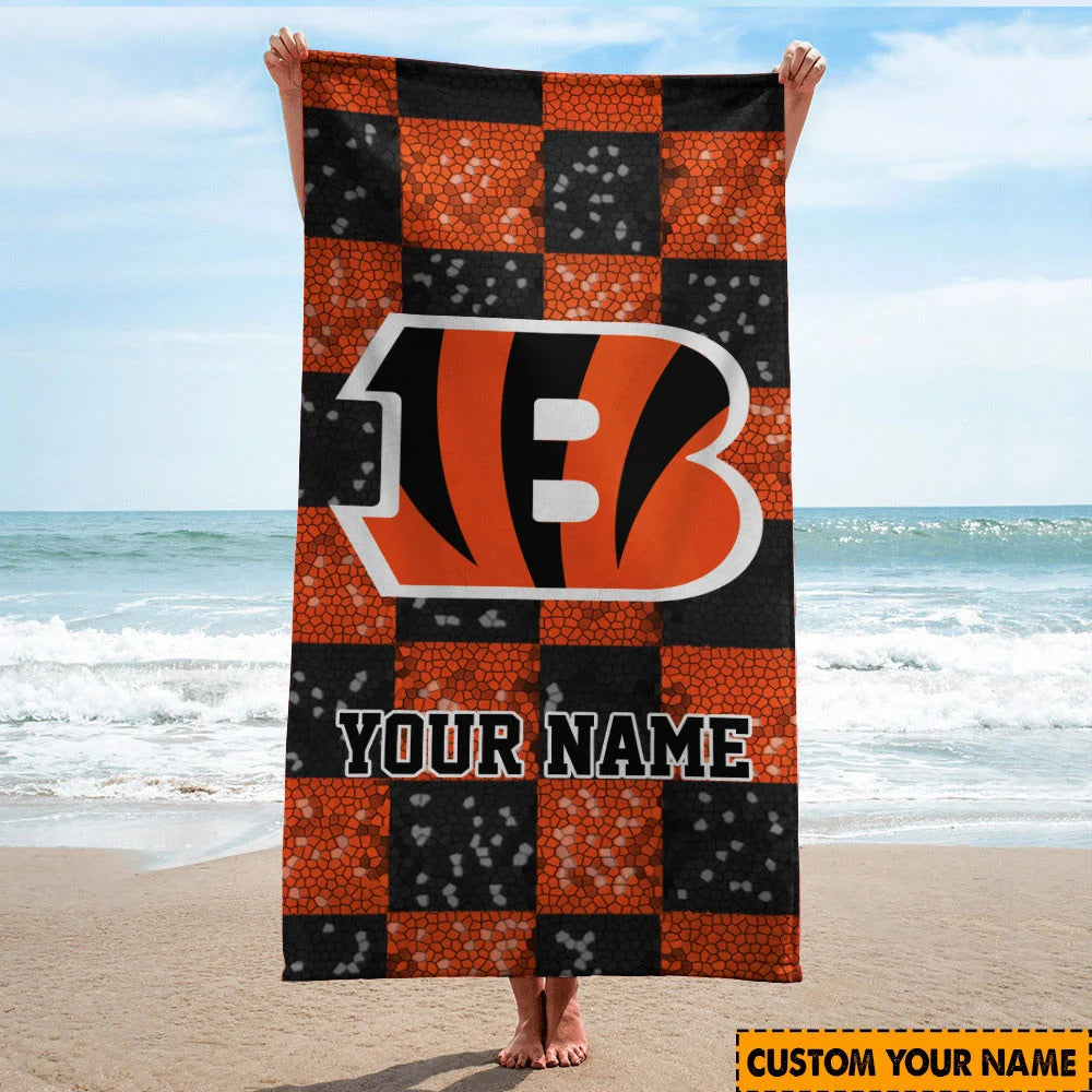 LIMITED EDITION - NEW CUSTOMIZED NFL16 CCB CINCINNATI BENGALS BEACH TOWEL