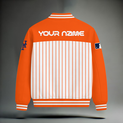LIMITED EDITION - NEW CUSTOMIZED MLB17 NYM NEW YORK METS SNOOPY STYLE SATIN VARSITY & BASEBALL JACKET