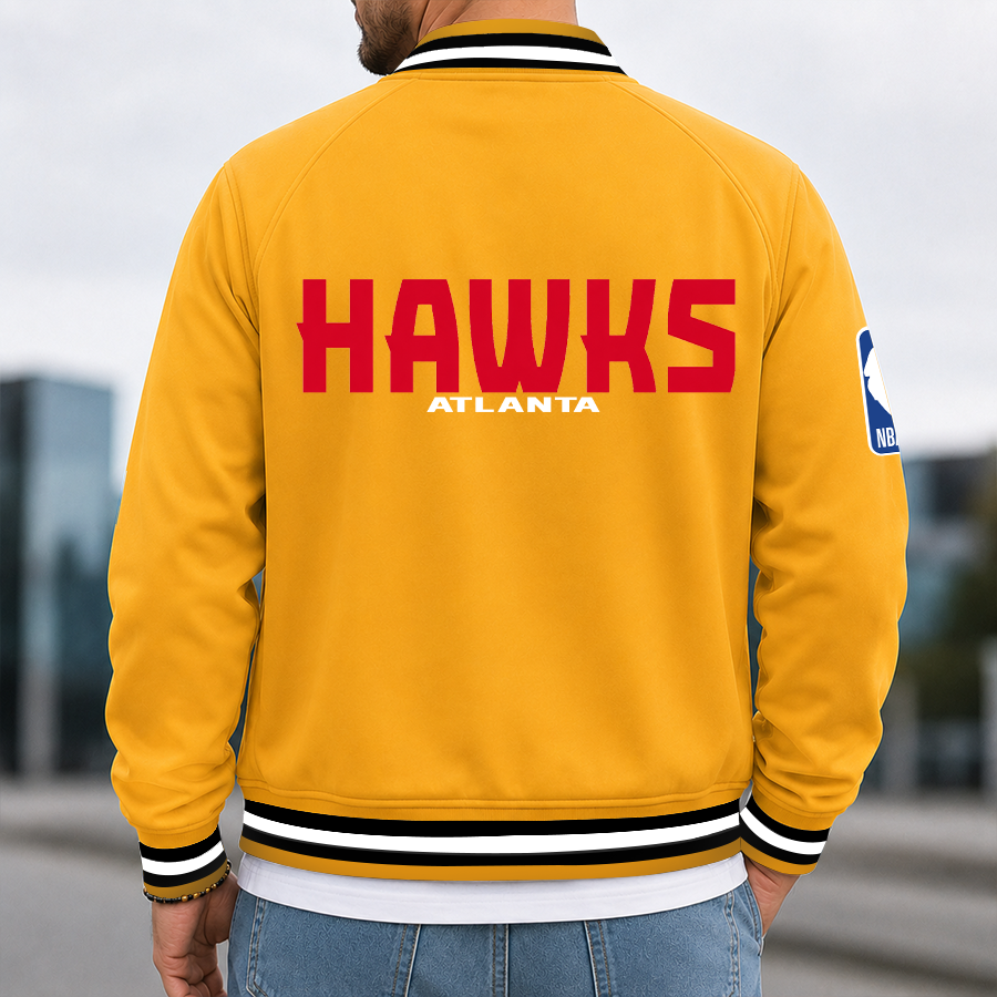 [HOT DEAL] NEW CUSTOMIZED NBA17 AHA ATLANTA HAWKS MULTICOLOR MEN'S CASUAL JACKET