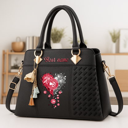 LIMITED EDITION - NEW CUSTOMIZED NBA17 AHA ATLANTA HAWKS ZIP HANDBAG MULTICOLOR