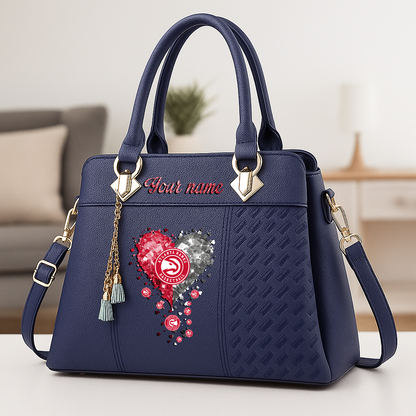 LIMITED EDITION - NEW CUSTOMIZED NBA17 AHA ATLANTA HAWKS ZIP HANDBAG MULTICOLOR
