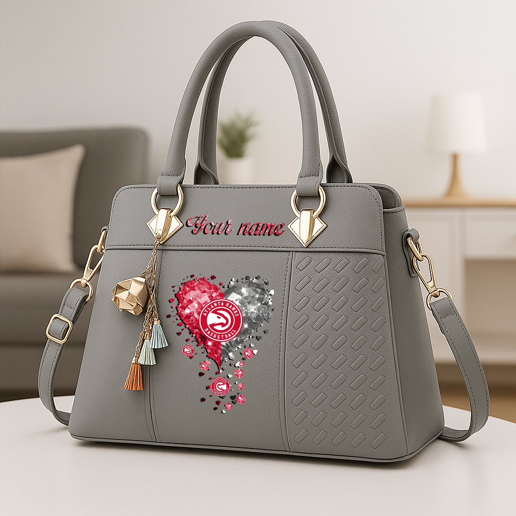 LIMITED EDITION - NEW CUSTOMIZED NBA17 AHA ATLANTA HAWKS ZIP HANDBAG MULTICOLOR