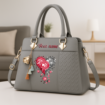 LIMITED EDITION - NEW CUSTOMIZED NBA17 AHA ATLANTA HAWKS ZIP HANDBAG MULTICOLOR