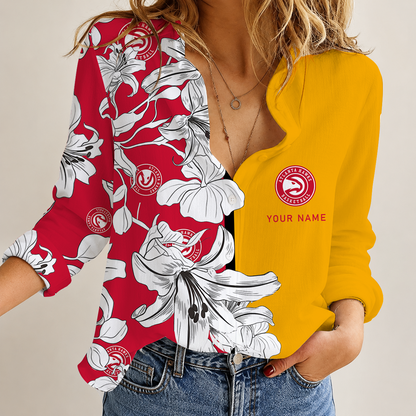[HOT DEAL] NEW CUSTOMIZED NBA17 AHA ATLANTA HAWKS WOMEN CASUAL SHIRT FOR FAN