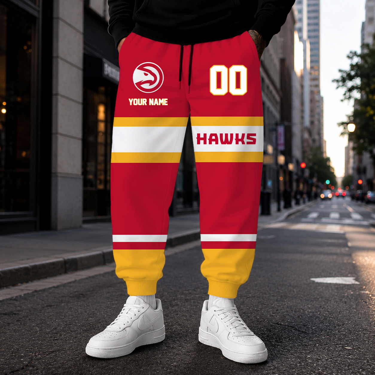 ELITE EDITION - NEW CUSTOMIZED NBA17 AHA ATLANTA HAWKS SWEATPANTS