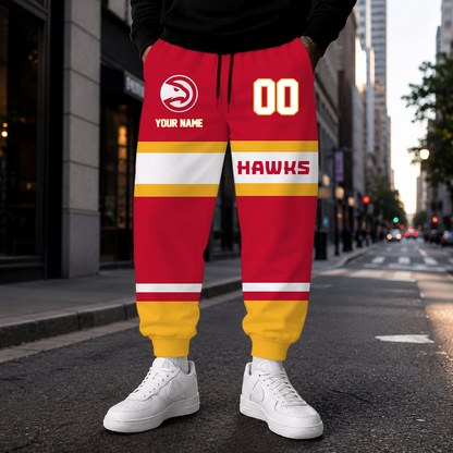 ELITE EDITION - NEW CUSTOMIZED NBA17 AHA ATLANTA HAWKS SWEATPANTS