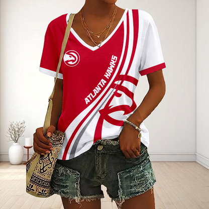 LIMITED EDITION - NEW CUSTOMIZED NBA17 AHA ATLANTA HAWKS V-NECK FEMALE SHIRT