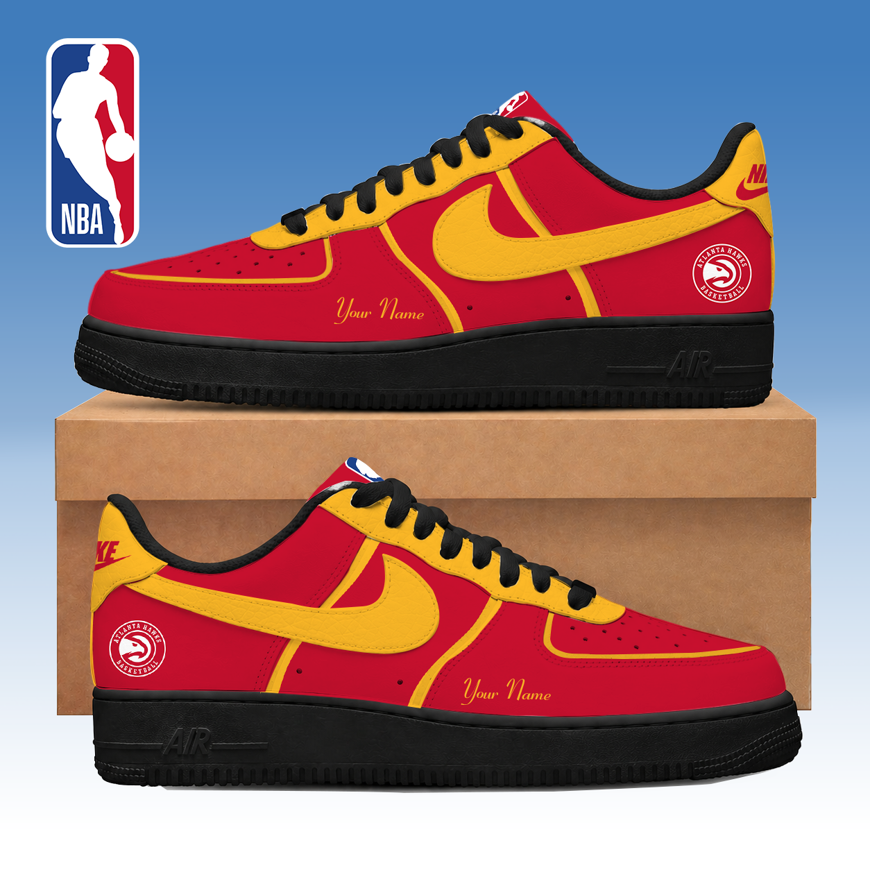 LIMITED EDITION - NEW CUSTOMIZED NBA17 AHA ATLANTA HAWKS AF1 SNEAKERS