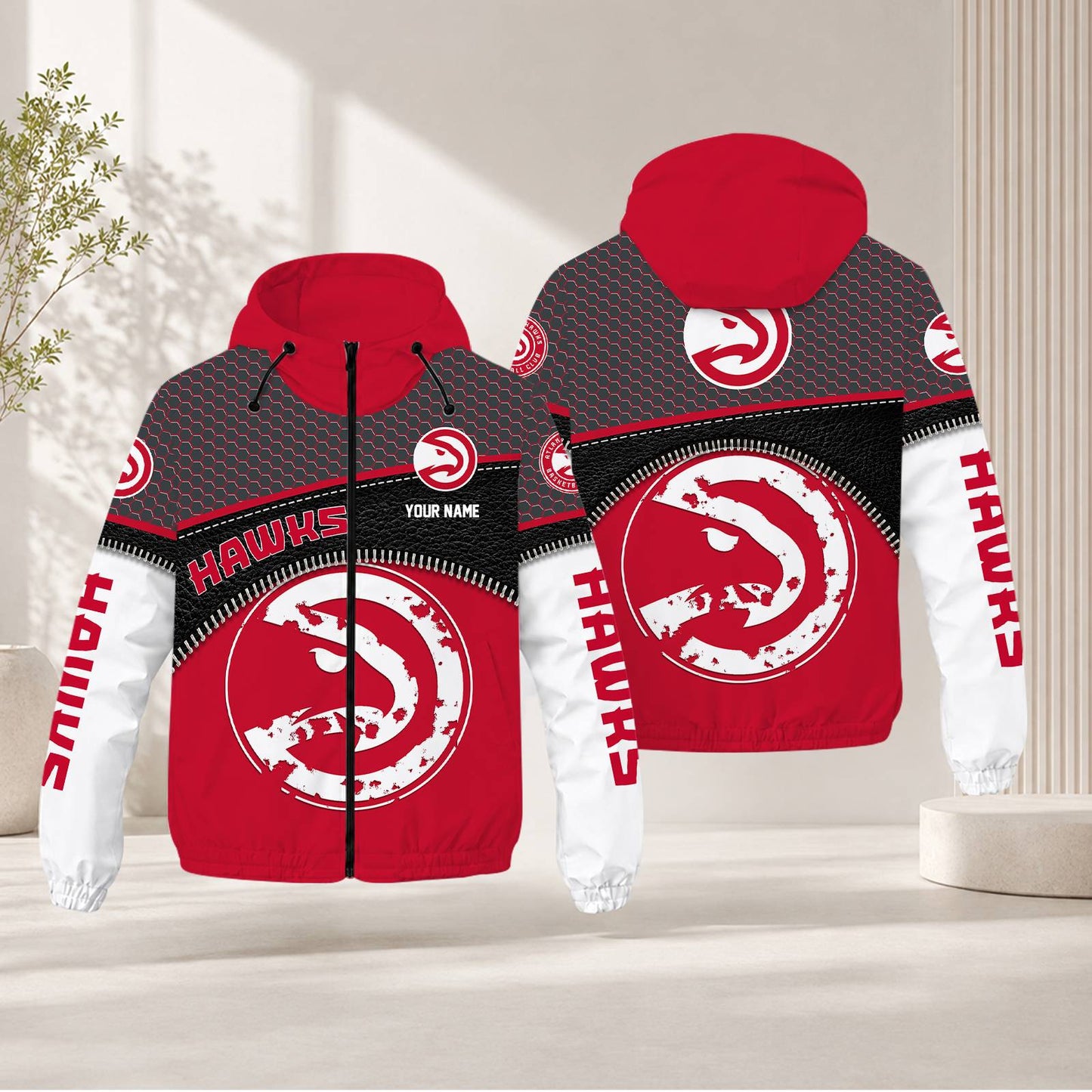 LIMITED EDITION - NEW CUSTOMIZED NBA17 AHA ATLANTA HAWKS WINDBREAKER JACKET