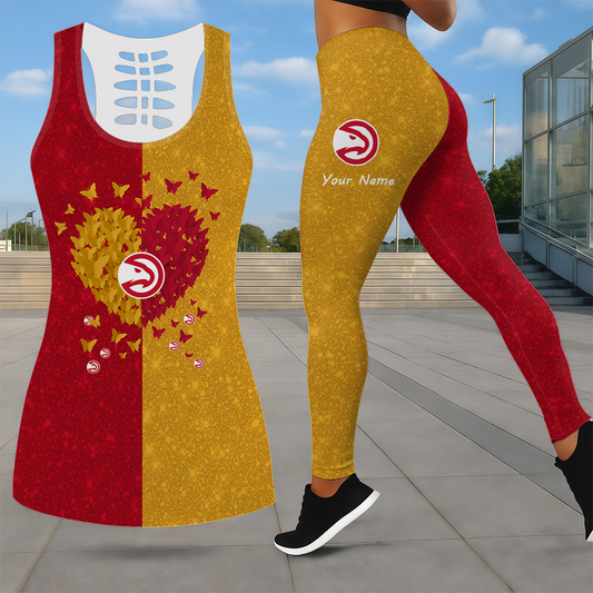 LIMITED EDITION - NEW CUSTOMIZED NBA17 AHA ATLANTA HAWKS LEGGINGS & HOLLOW TANK TOP SET