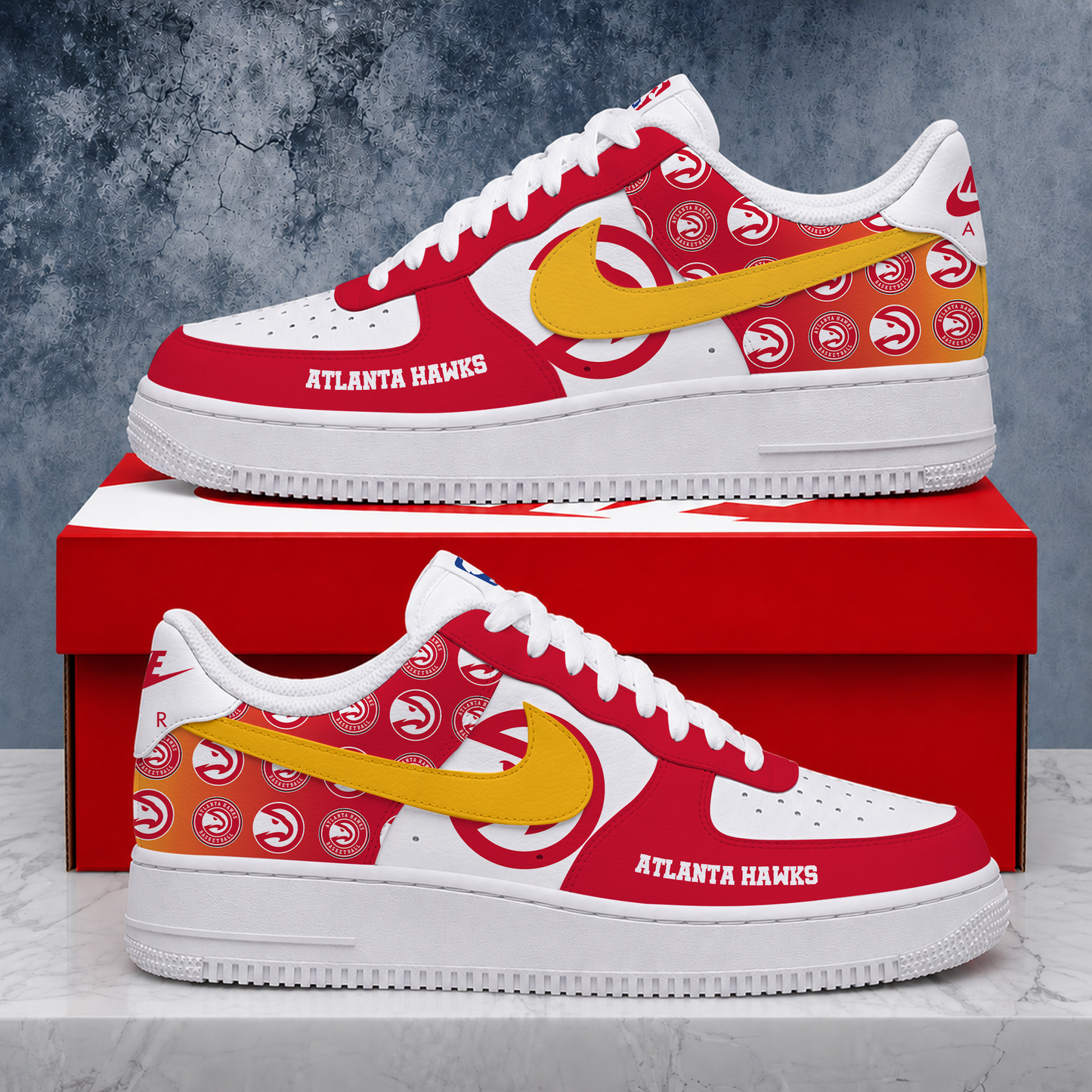 LIMITED EDITION - NEW CUSTOMIZED NBA17 AHA ATLANTA HAWKS AF1 SNEAKERS