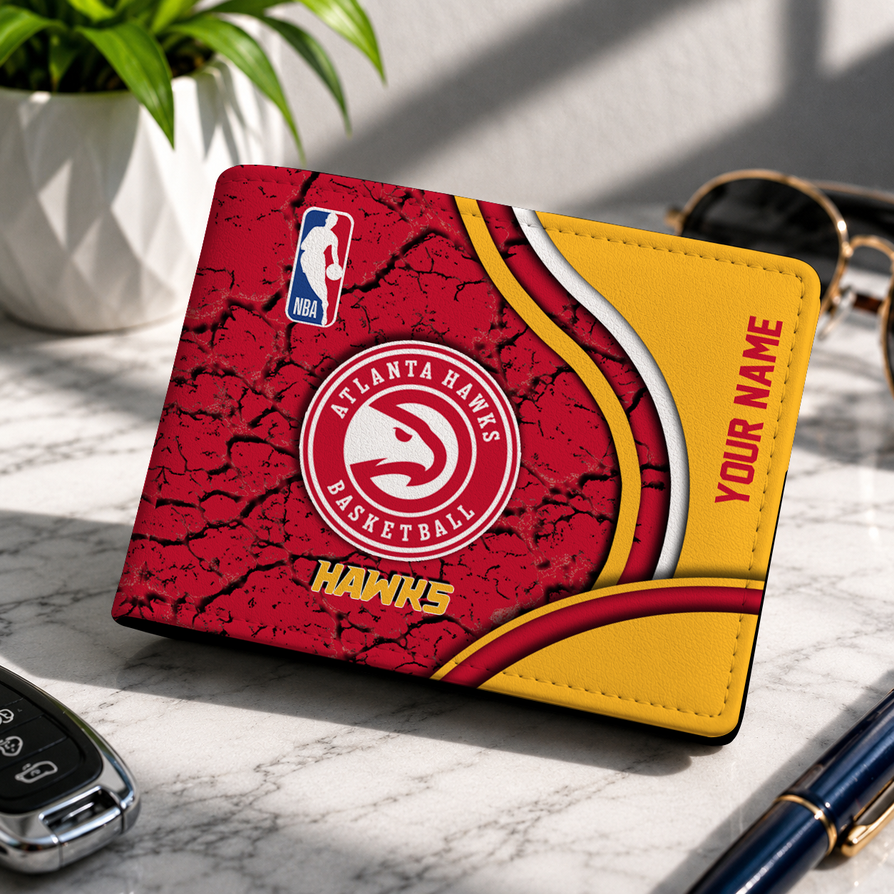 VIRAL EDITION - NEW CUSTOMIZED NBA17 AHA ATLANTA HAWKS LEATHER WALLET