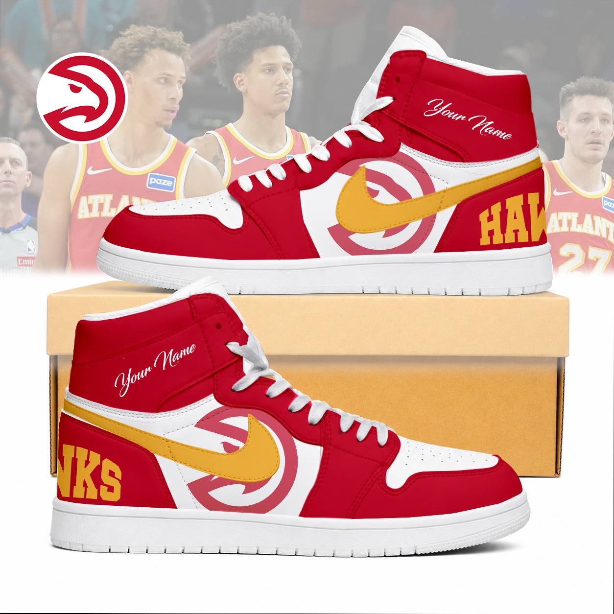 LIMITED EDITION - NEW CUSTOMIZED NBA17 AHA ATLANTA HAWKS AIR JORDAN SNEAKERS