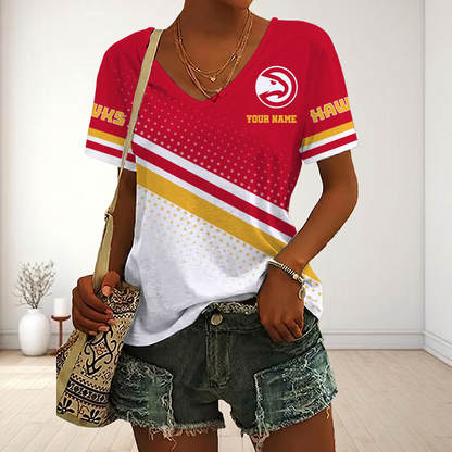 LIMITED EDITION - NEW CUSTOMIZED NBA17 AHA ATLANTA HAWKS V-NECK FEMALE SHIRT