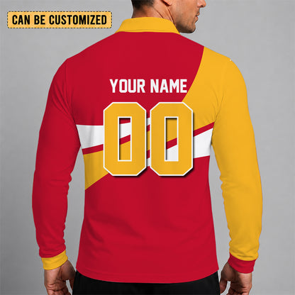 [HOT DEAL] NEW CUSTOMIZED NBA17 AHA ATLANTA HAWKS MEN LONG SLEEVE POLO