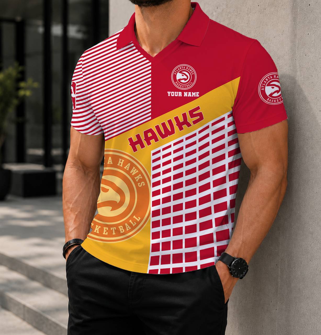 LIMITED EDITION - NEW CUSTOMIZED NBA17 AHA ATLANTA HAWKS POLO SHIRT
