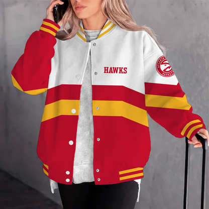 [HOT DEAL] NEW CUSTOMIZED NBA17 AHA ATLANTA HAWKS BASEBALL JACKET, SATIN VARSITY JACKET