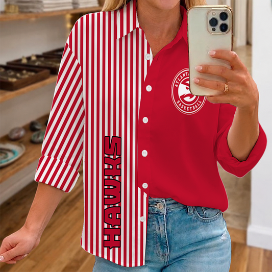 LIMITED EDITION - NEW CUSTOMIZED NBA17 AHA ATLANTA HAWKS WOMEN CASUAL SHIRT FOR FAN