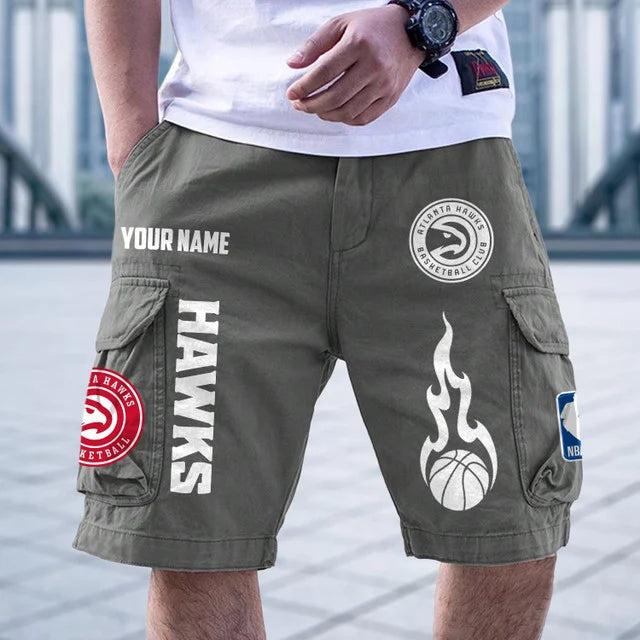 [HOT DEAL] NEW CUSTOMIZED NBA17 AHA ATLANTA HAWKS CARGO SHORTS