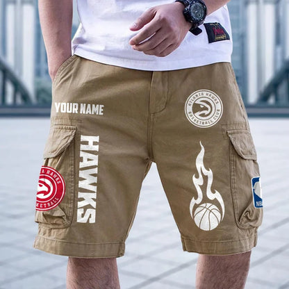 [HOT DEAL] NEW CUSTOMIZED NBA17 AHA ATLANTA HAWKS CARGO SHORTS