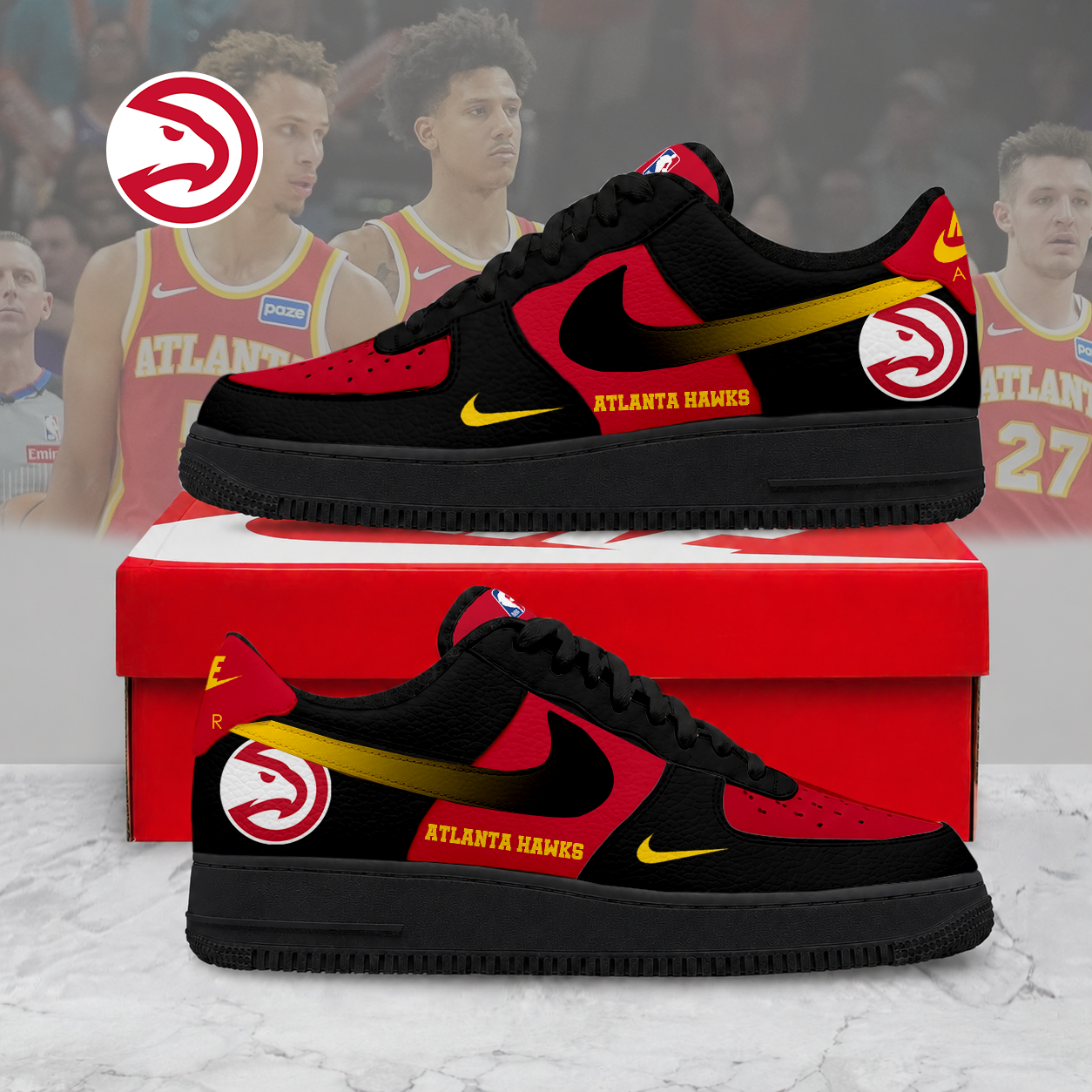 LIMITED EDITION - NEW CUSTOMIZED NBA17 AHA ATLANTA HAWKS AF1 SNEAKERS