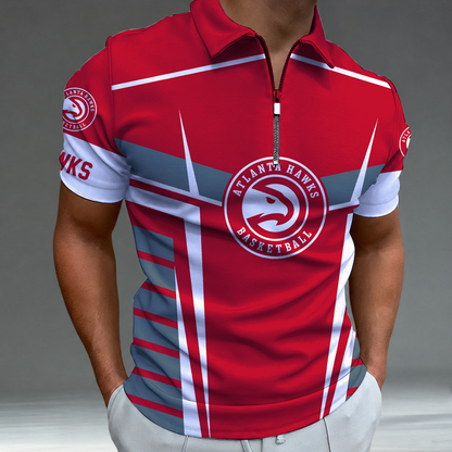 [HOT DEAL] NEW CUSTOMIZED NBA17 AHA ATLANTA HAWKS ZIP POLO SHIRT