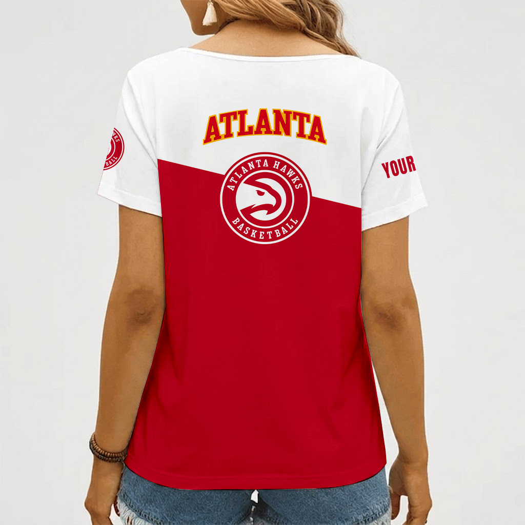 [HOT DEAL] NEW CUSTOMIZED NBA17 AHA ATLANTA HAWKS V-NECK FEMALE SHIRT