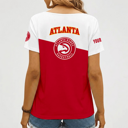 [HOT DEAL] NEW CUSTOMIZED NBA17 AHA ATLANTA HAWKS V-NECK FEMALE SHIRT