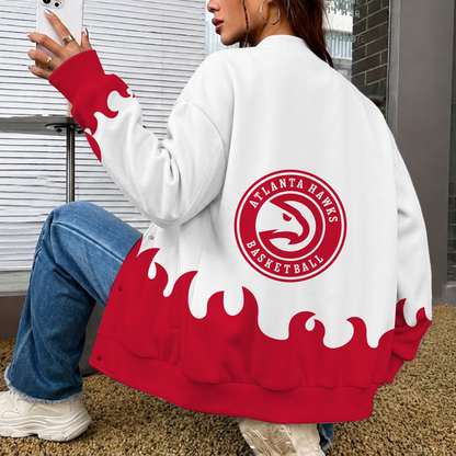 LIMITED EDITION - NEW CUSTOMIZED NBA17 AHA ATLANTA HAWKS BASEBALL JACKET, SATIN VARSITY JACKET