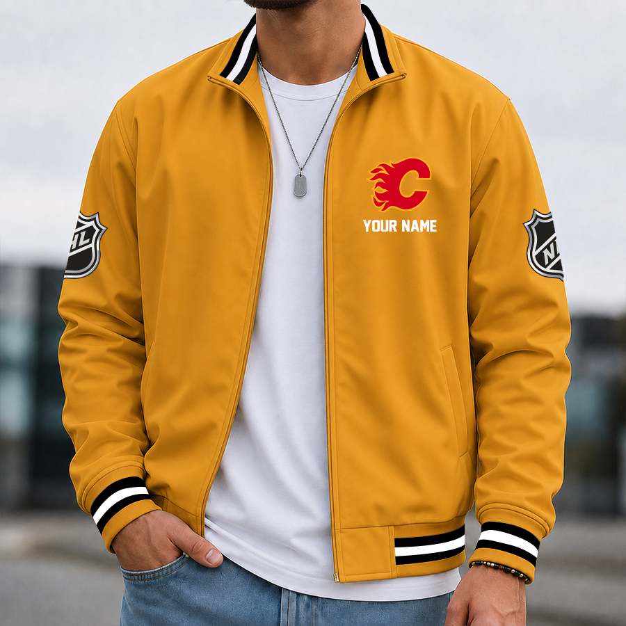[SUPER SALE] NEW CUSTOMIZED NHL17 CGF CALGARY FLAMES MULTICOLOR MEN'S CASUAL JACKET