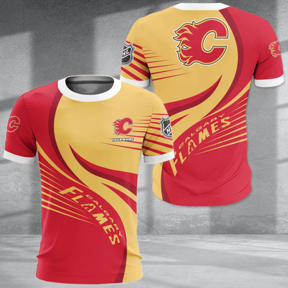LIMITED EDITION - NEW CUSTOMIZED NHL17 CGF CALGARY FLAMES POLO SHIRT & T-SHIRTS