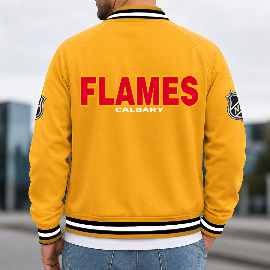 [SUPER SALE] NEW CUSTOMIZED NHL17 CGF CALGARY FLAMES MULTICOLOR MEN'S CASUAL JACKET