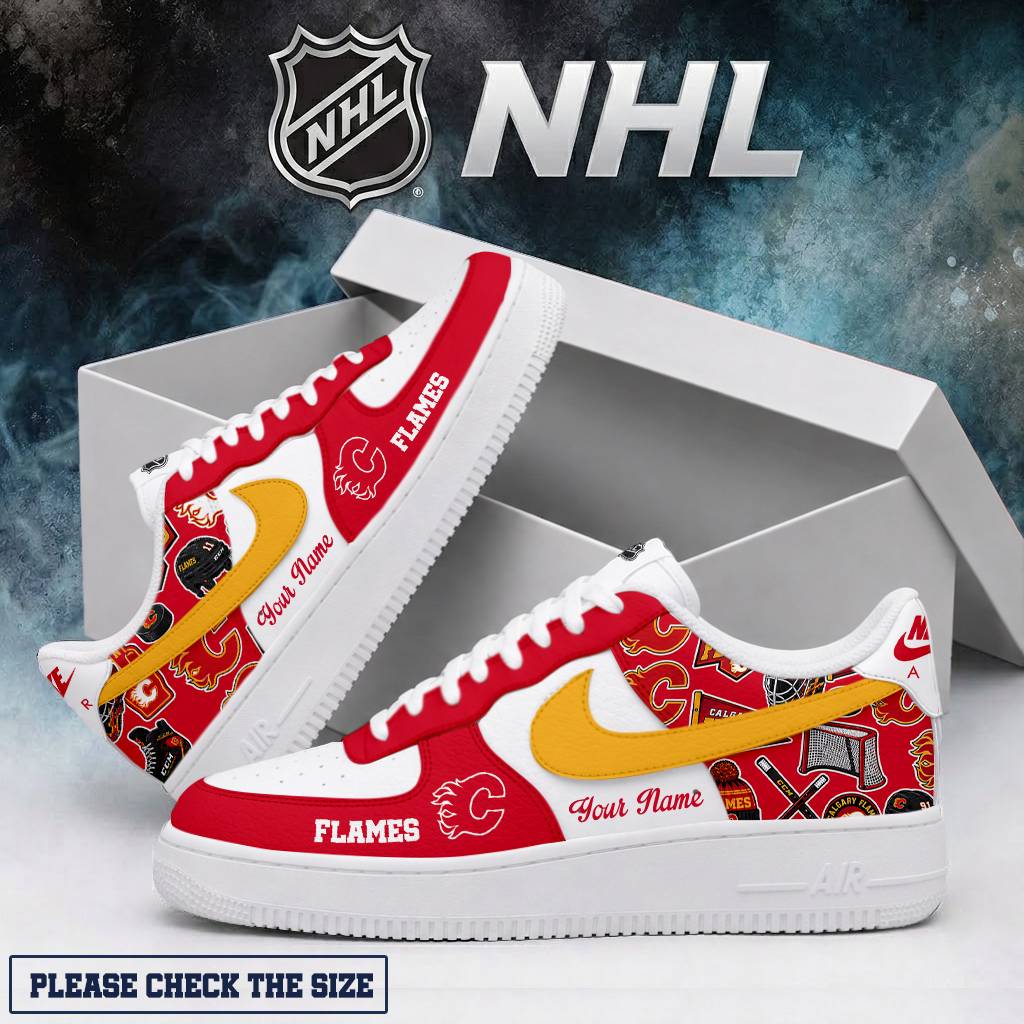 LIMITED EDITION - NEW CUSTOMIZED NHL17 CGF CALGARY FLAMES AF1 SHOES