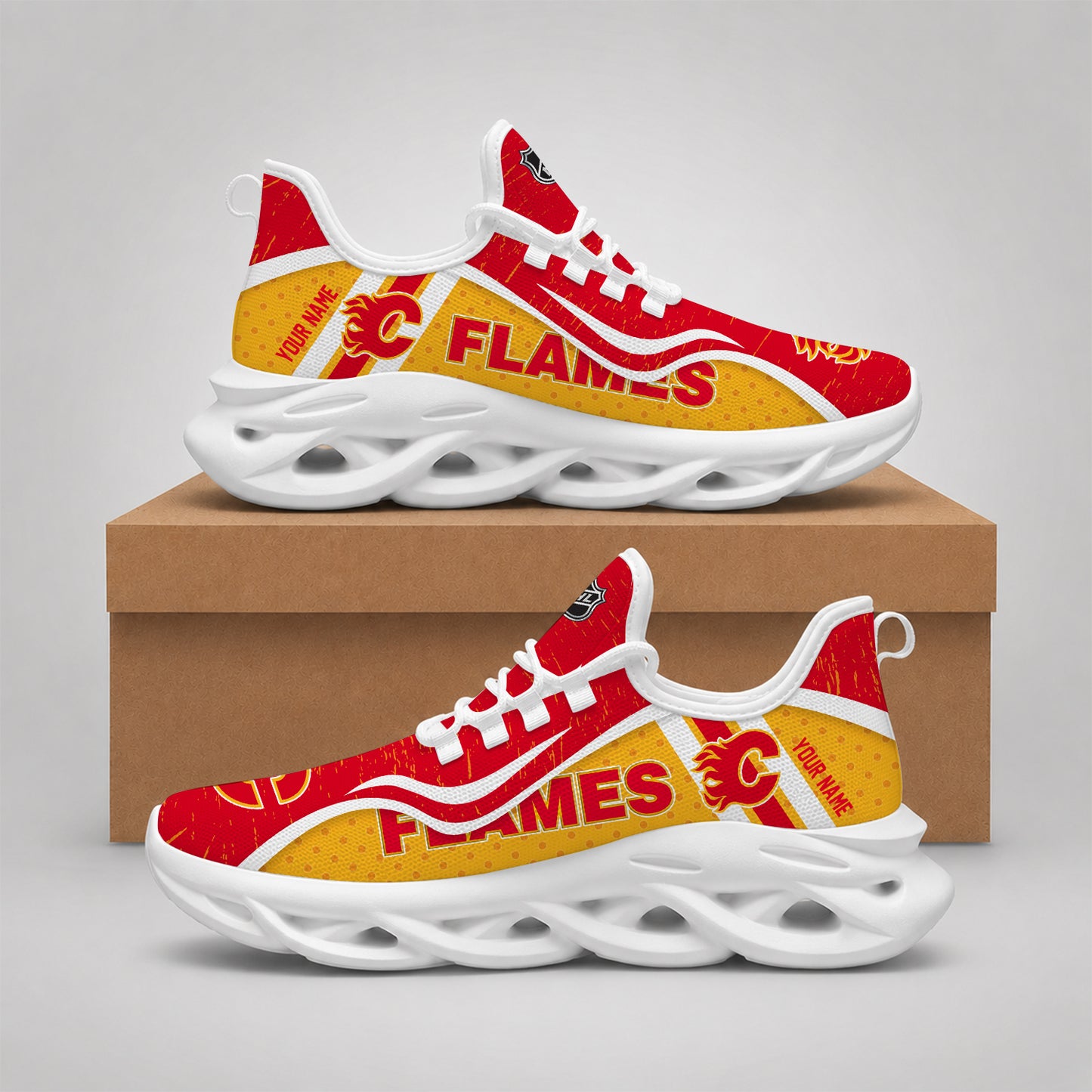 VIRAL EDITION - NEW CUSTOMIZED NHL17 CGF CALGARY FLAMES CLUNKY SNEAKERS