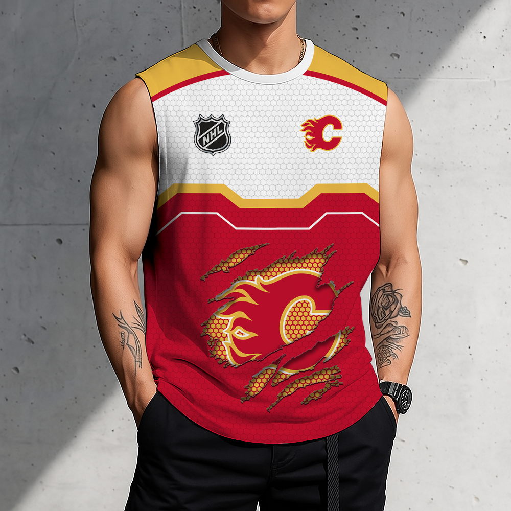SPECIAL EDITION - NEW CUSTOMIZED NHL17 CGF CALGARY FLAMES MEN'S GYM SHIRT